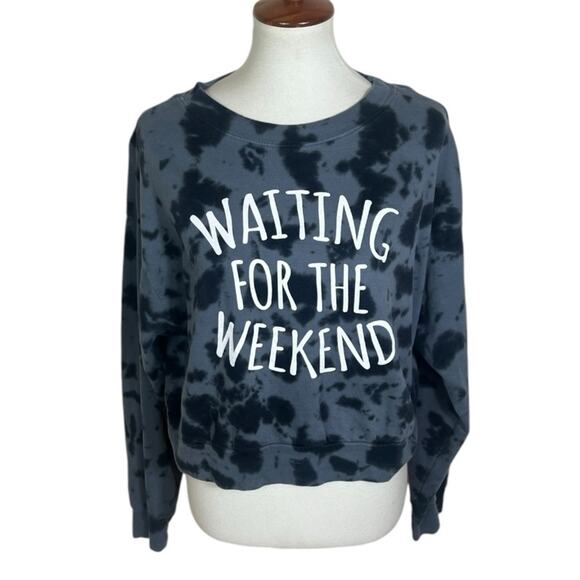 Freeze Tie Dye “Waiting For The Weekend” Cropped Sweatshirt Size L - Picture 1 of 4